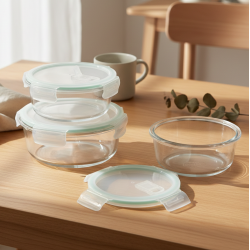 Glass Tupperware Set 3 Pcs